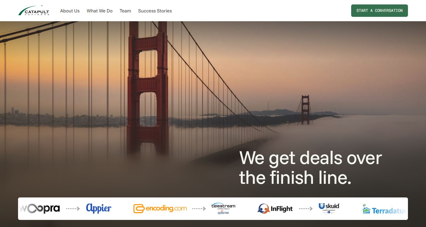 Catapult Advisors homepage after, the site we built