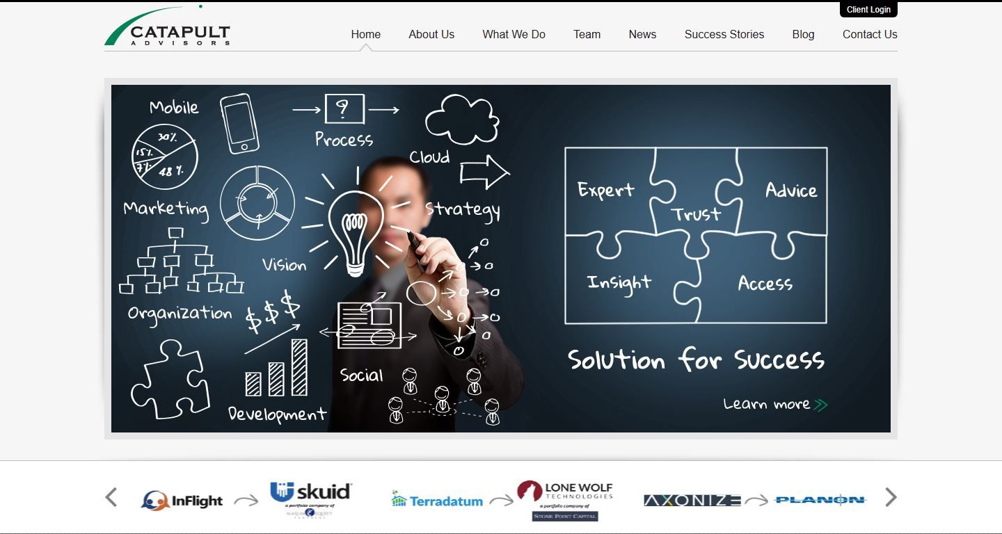 Catapult Advisors homepage before, June 2026
