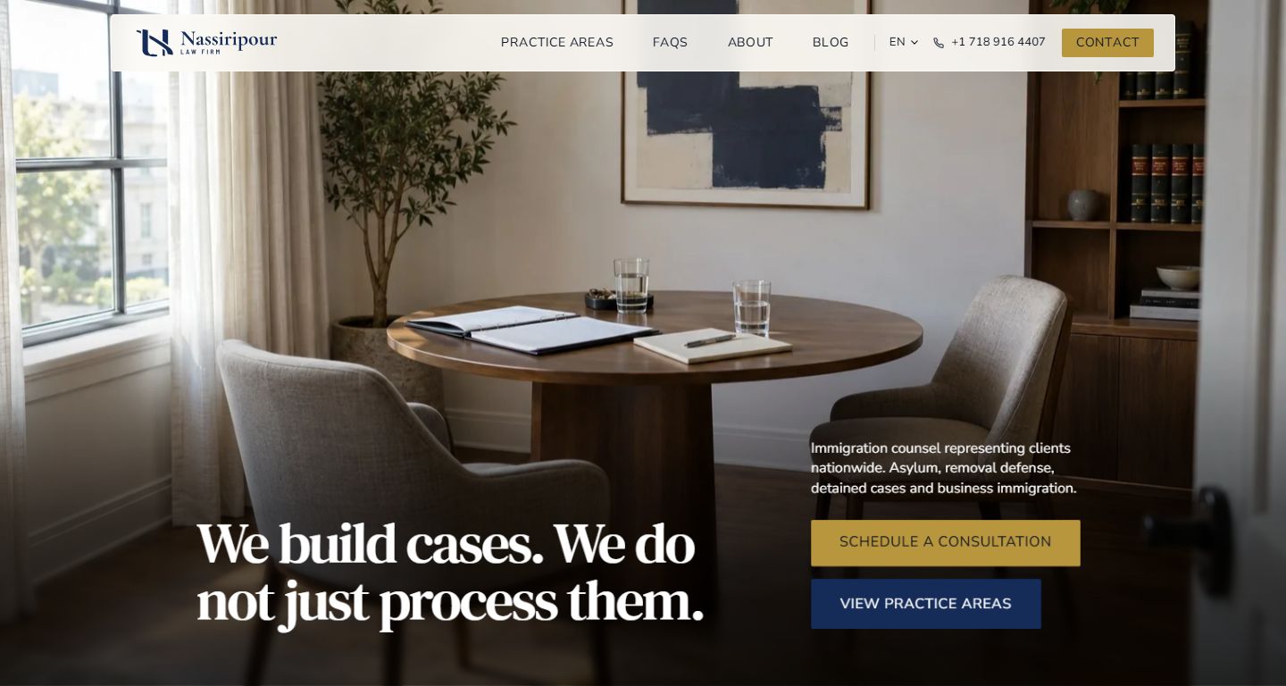 Nassiripour Law Firm homepage after, the site we built